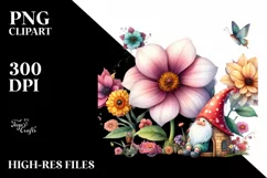 Watercolor Gnome House Flower Rainbow Bird Butterfly | Product Image 1