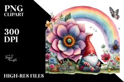 Watercolor Gnome House Flower Rainbow Bird Butterfly | Product Image 2
