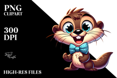 Goofy Cartoon Otter with Bow Tie, High-Res PNG Product Image 2