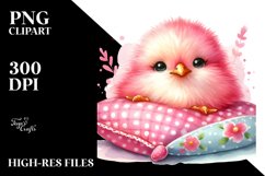 cute Baby Chicken with Pillow PNG Product Image 2