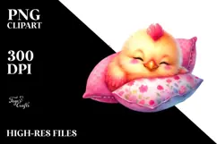 cute Baby Chicken with Pillow PNG Product Image 2