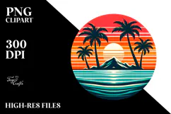 Retro Tropical Sunset PNG Product Image 2