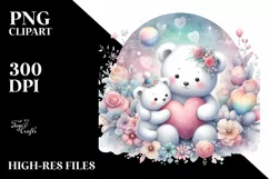Adorned Baby Polar Bear with Heart PNG Product Image 2