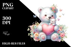 Colorful Baby Polar Bear Holding Heart Product Image 2