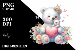 Colorful Baby Polar Bear Holding Heart Product Image 2