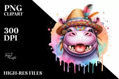 Funny Hippo Tongue Dripping Clipart Product Image 1