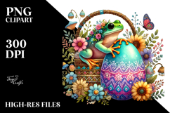 Colorful Watercolor Baby Frog, Easter Egg PNG Product Image 2