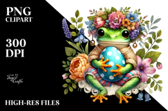 Boho Baby Frog Holding Easter Egg PNG Product Image 2