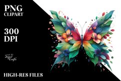 Vibrant Butterfly with 3D Flowers PNG Product Image 3