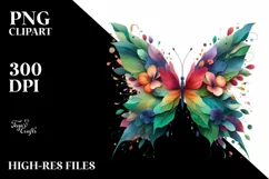Vibrant Butterfly with 3D Flowers PNG Product Image 3