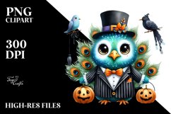 Whimsical Peacock in Halloween Suit | Clipart Product Image 1