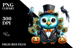 Whimsical Peacock in Halloween Suit | Clipart Product Image 2