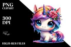 Baby Unicorn Jumping with Cool Haircut, Funny PNG Product Image 2