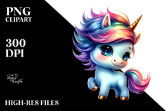 Cute Baby Unicorn with Cool Haircut PNG Product Image 2
