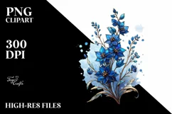 Wooden Delphinium Watercolor Splash | Clipart Product Image 3