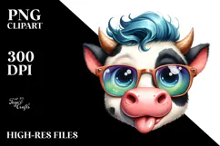 Graceful Cow with Bow and Tie PNG Product Image 2