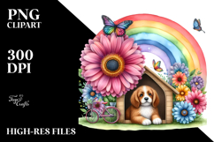 Watercolor Dog House Flower Rainbow Bird Butterfly | Product Image 2