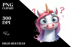 Expressive Funny Unicorn PNG Product Image 1