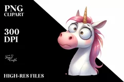 Expressive Unicorn with Big Eyes PNG Product Image 1