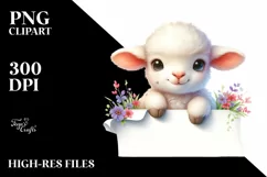Cute Baby Lamb Watercolor | Sublimation | Clipart Product Image 3