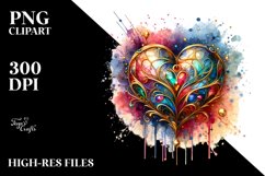 Colorful Heartmade of with Goldern Insertions PNG Product Image 2