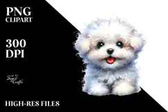 Baby Bichon Frise Watercolor PNG Product Image 2
