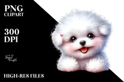 Watercolor Baby Bichon Frise, PNG Product Image 2