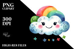 Simple Colorfull Smiling Cloud PNG Product Image 2