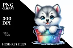 Cute Colorful Baby Arctic Wolf Bucket Clipart Product Image 3
