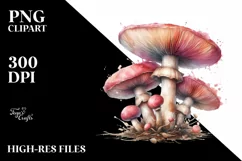 Vintage Mushroom Watercolor Splash PNG Product Image 3