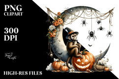 Halloween Monkey Sitting on Moon PNG Product Image 2