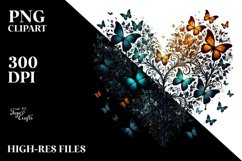 Butterfly Heart Silhouette, Digital Painting PNG Product Image 2