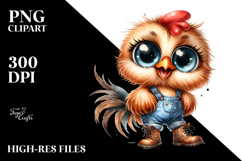 Shy Chicken with Farm Jeans | Sublimation | Clipart Product Image 2