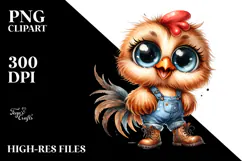 Shy Chicken with Farm Jeans | Sublimation | Clipart Product Image 2