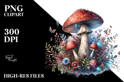 Detailed Shiny Magical Mushroom Watercolor PNG Product Image 2
