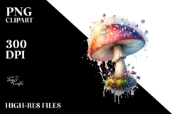 Detailed Shiny Magical Mushroom Watercolor PNG Product Image 2