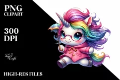 Funny Unicorn Running in Raincoat PNG Product Image 3