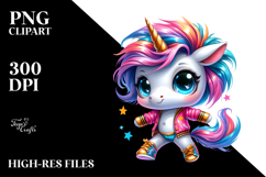 Cute Unicorn Dancing with Cool Haircut PNG Product Image 2