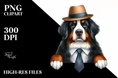 Bernese Mountain Dog with Floral Frame | Clipart Product Image 1