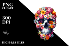 Colorful Spring Skull Painting, PNG Product Image 2