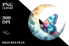 Colorful Moon Butterfly Sleep | Clipart Product Image 3