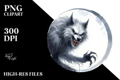 Funny Werewolf Watercolor Image PNG Product Image 2