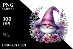 Gnome with Violet Floral PNG Product Image 2