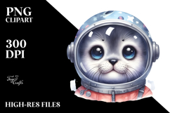 Cute Baby Seal with Astronaut Helmet, High-Res PNG Product Image 2