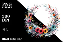 Colorful Wreath with Wild Flowers | Clipart Product Image 2