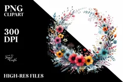 Colorful Wreath with Wild Flowers | Clipart Product Image 3