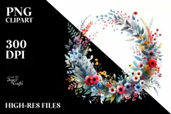 Colorful Wreath with Wild Flowers | Clipart Product Image 1