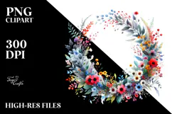 Colorful Wreath with Wild Flowers | Clipart Product Image 2