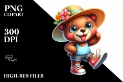 Happy Bear with Sun Hat | Sublimation | Clipart Product Image 3