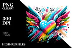 Heart with Wings Paintbrush PNG Product Image 2